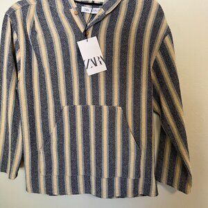 Zara Kids Striped Blue and Cream Top